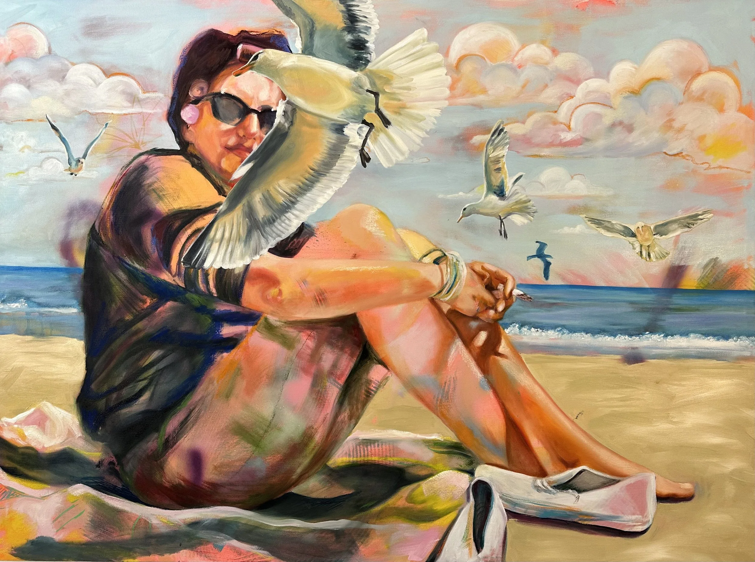 There's No Harm In Smoking, 2026, Acrylic and oil on canvas, 35 x 46 7/8 inches