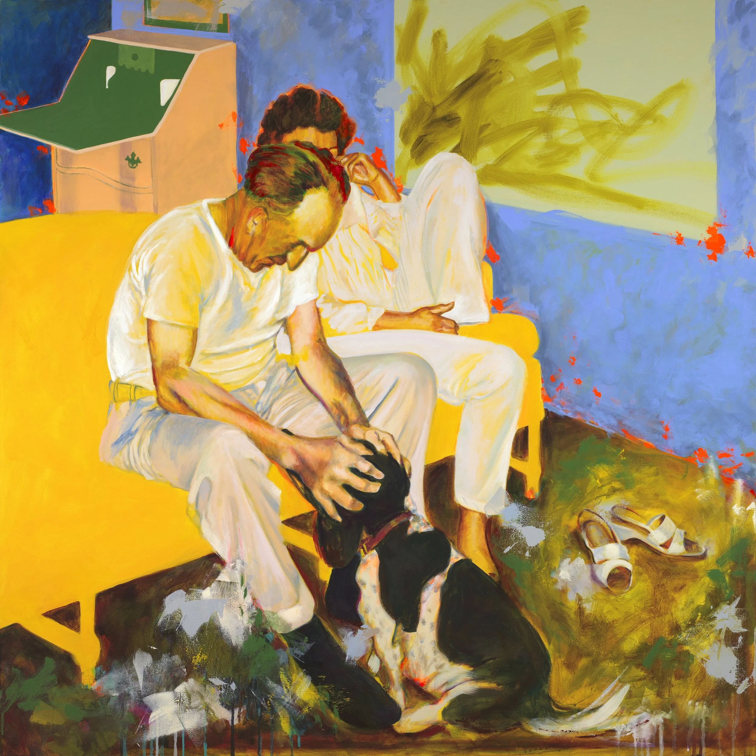 A Boy and His Dog, 2026, acrylic on canvas, 47 1/4 x 47 1/4 inches