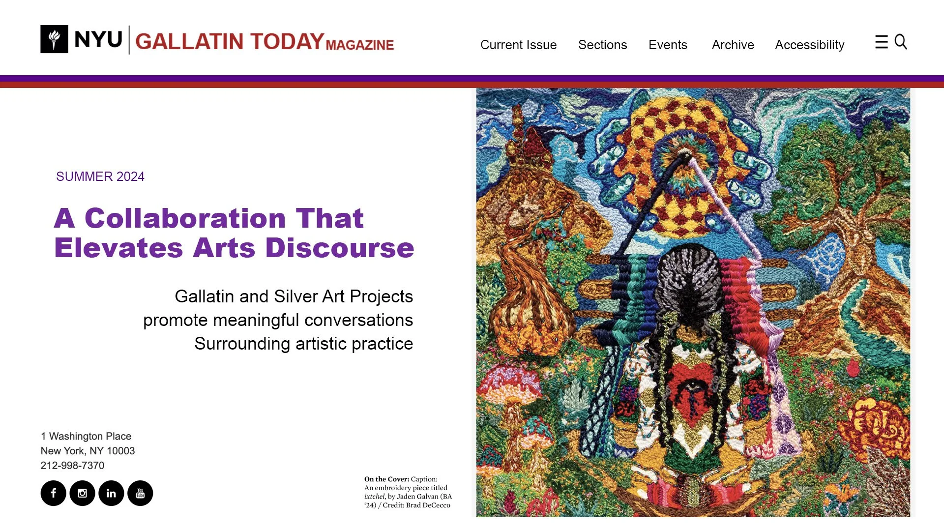 NYU Gallatin Today website home screen