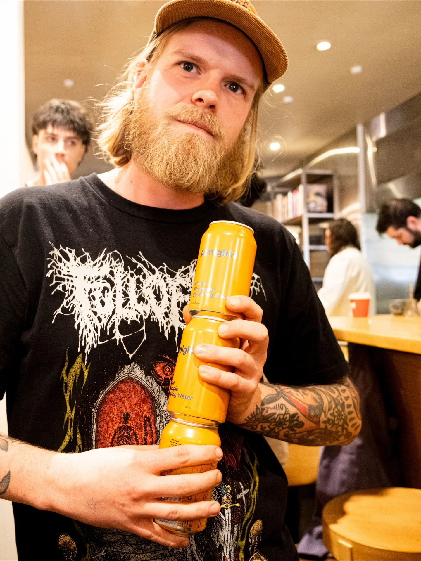 Hosting 100 hospo each month is thirsty work. Thanks to the hydration gods @drinkalmighty for keeping us properly watered at Kitchen Day. Love your work x