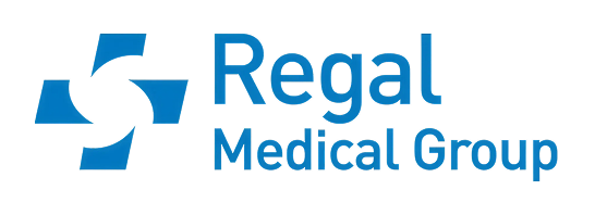 RegaL Medical Group logo with a stylized blue and black cross symbol.