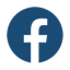 Facebook logo on a blue circular background.