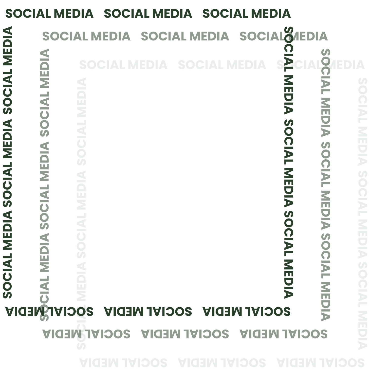 Black social media frame with repeated green text "SOCIAL MEDIA" around the border.