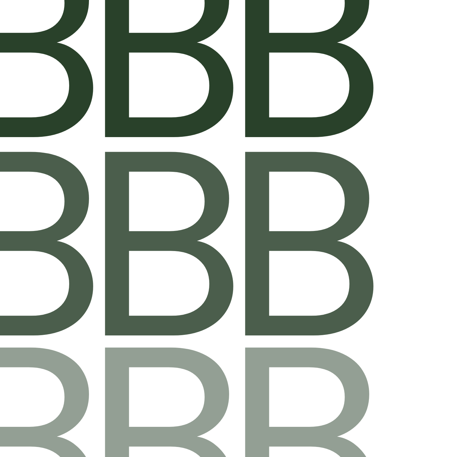 Pattern of large, dark green letter B's on a black background.