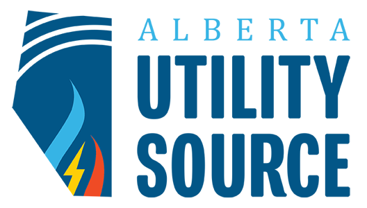 Logo of Alberta Utility Source with a shield and water, lightning bolt, and flame symbols. Local Business.
