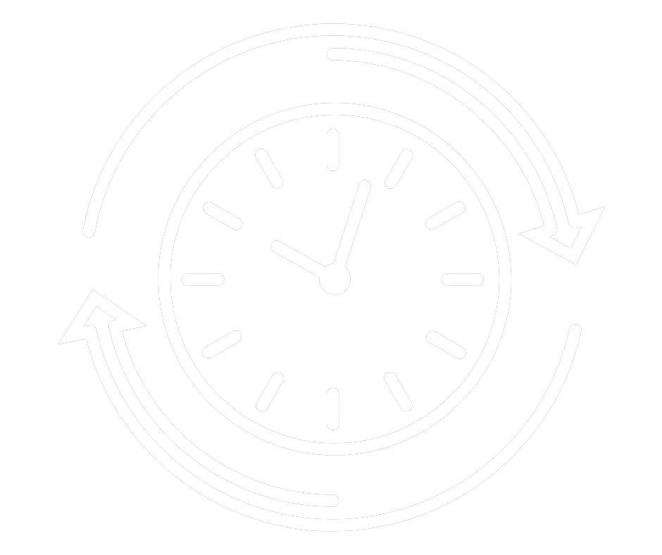 Clock with arrows illustrating extended childcare hours from 6 AM to 6 PM