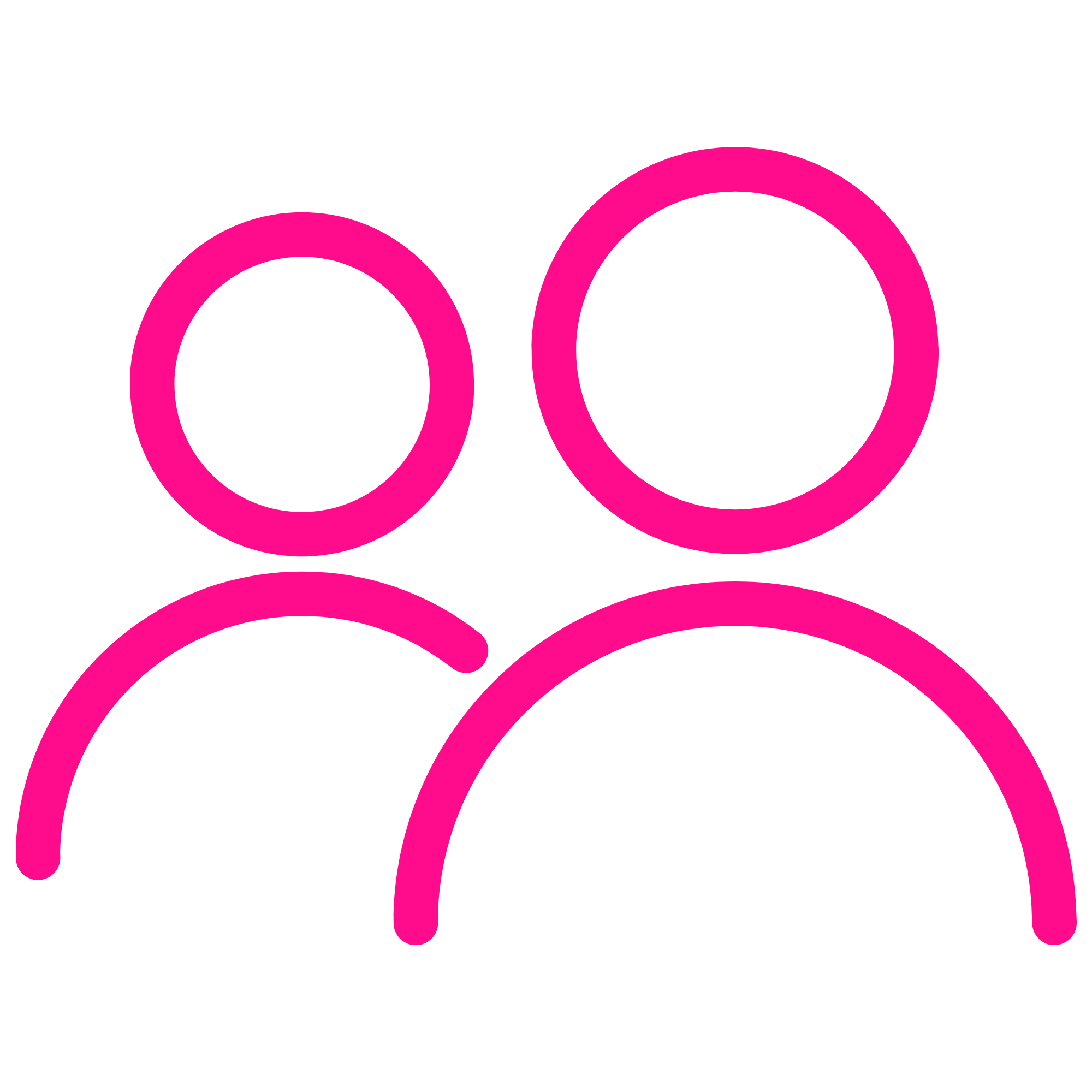Close-up of five pink rings connected to each other on a white background.