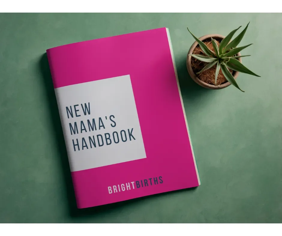 The Bright Births online birth preparation course shown on a laptop and mobile phone, with video lessons and downloadable resources