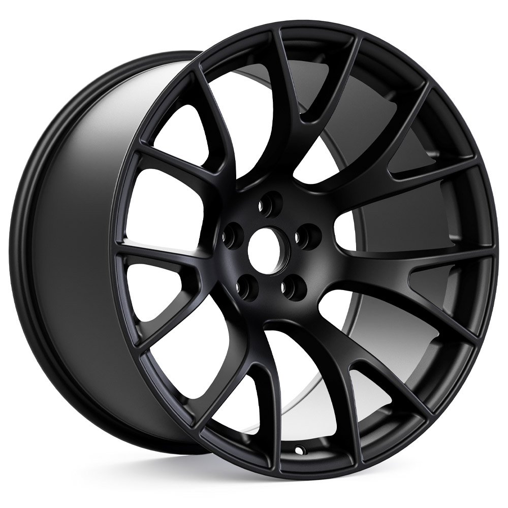 Hellcat Widebody Style Matte Black Wheel (20" x 10.5", +25 Offset, 5x115 Bolt Pattern, 71.6 mm Hub) vzn111412