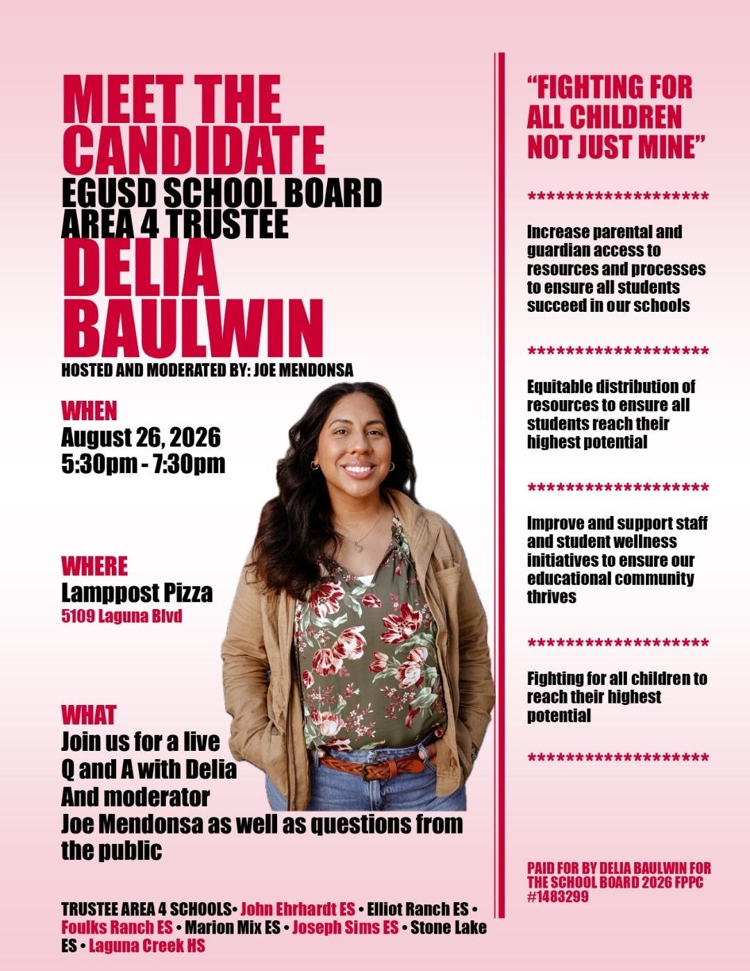 Meet the Candidate: EGUSD School Board Trustee Area 4, Delia Baulwin 
