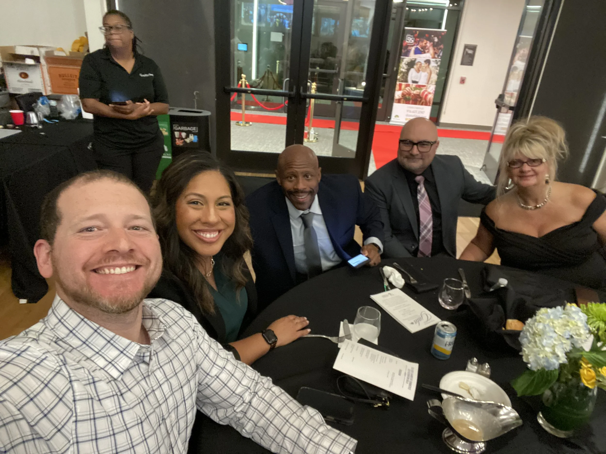 Trustee Michael Vargas, Trustee Delia Baulwin with husband Brian Baulwin and Superintendent David Reilly and wife Sandy Reilly. 