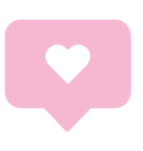 Pink speech bubble with a white heart inside