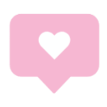 Pink social media notification icon with a white heart in the center.