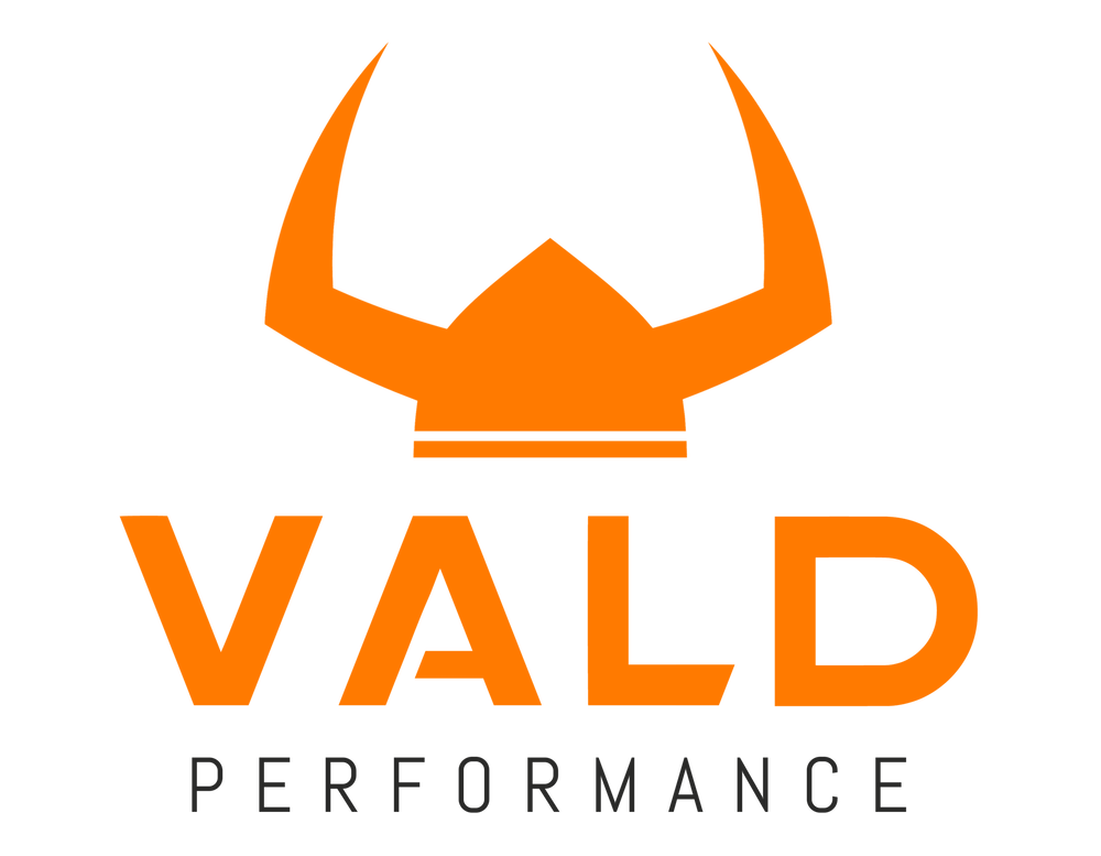 Logo with a stylized orange antlered creature and the text 'VALD PERFORMANCE' in orange and black.