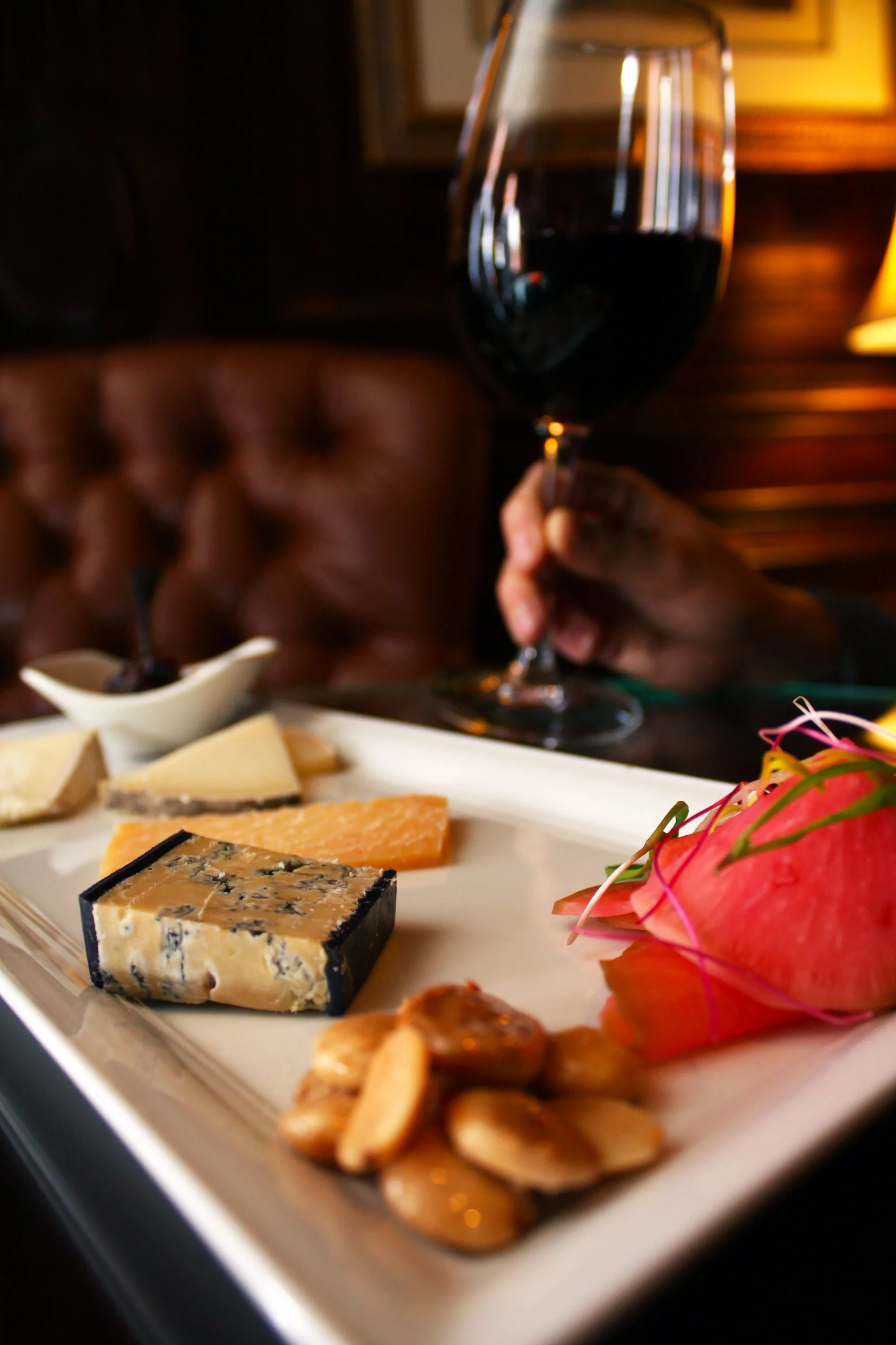 Cheese and Wine Pairing in Nashville, TN steakhouse - Food and Beverage Photography