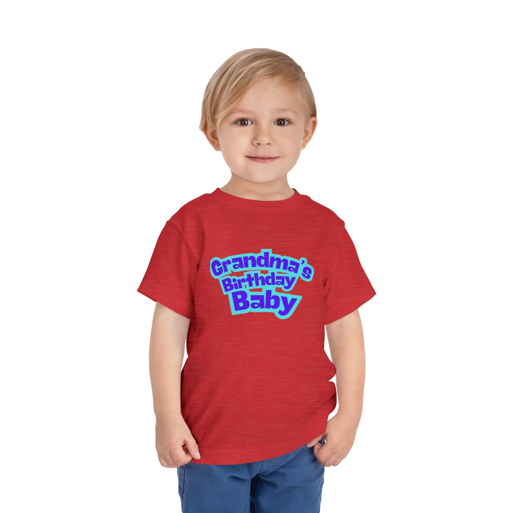 "Grandma's Birthday Baby" - Toddler Tee - Birthday Shirt (Purple & Blue)