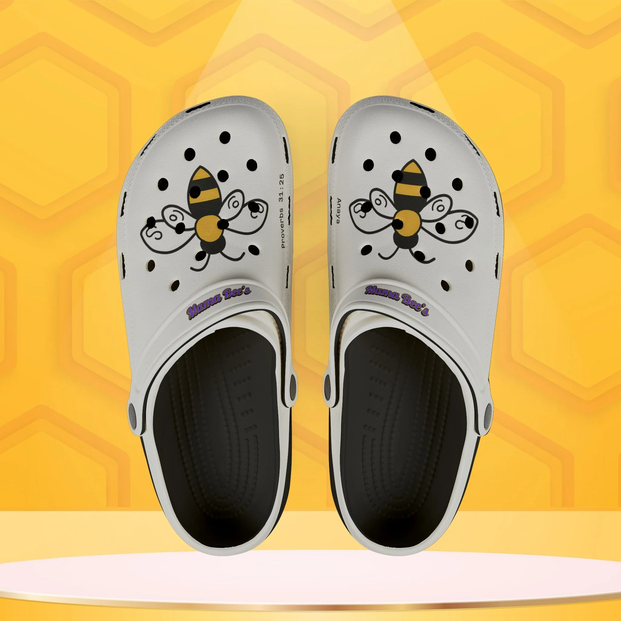 Mama Bee Graphic Foam Clogs — Cute Bee EVA Foam Rubber Shoes 