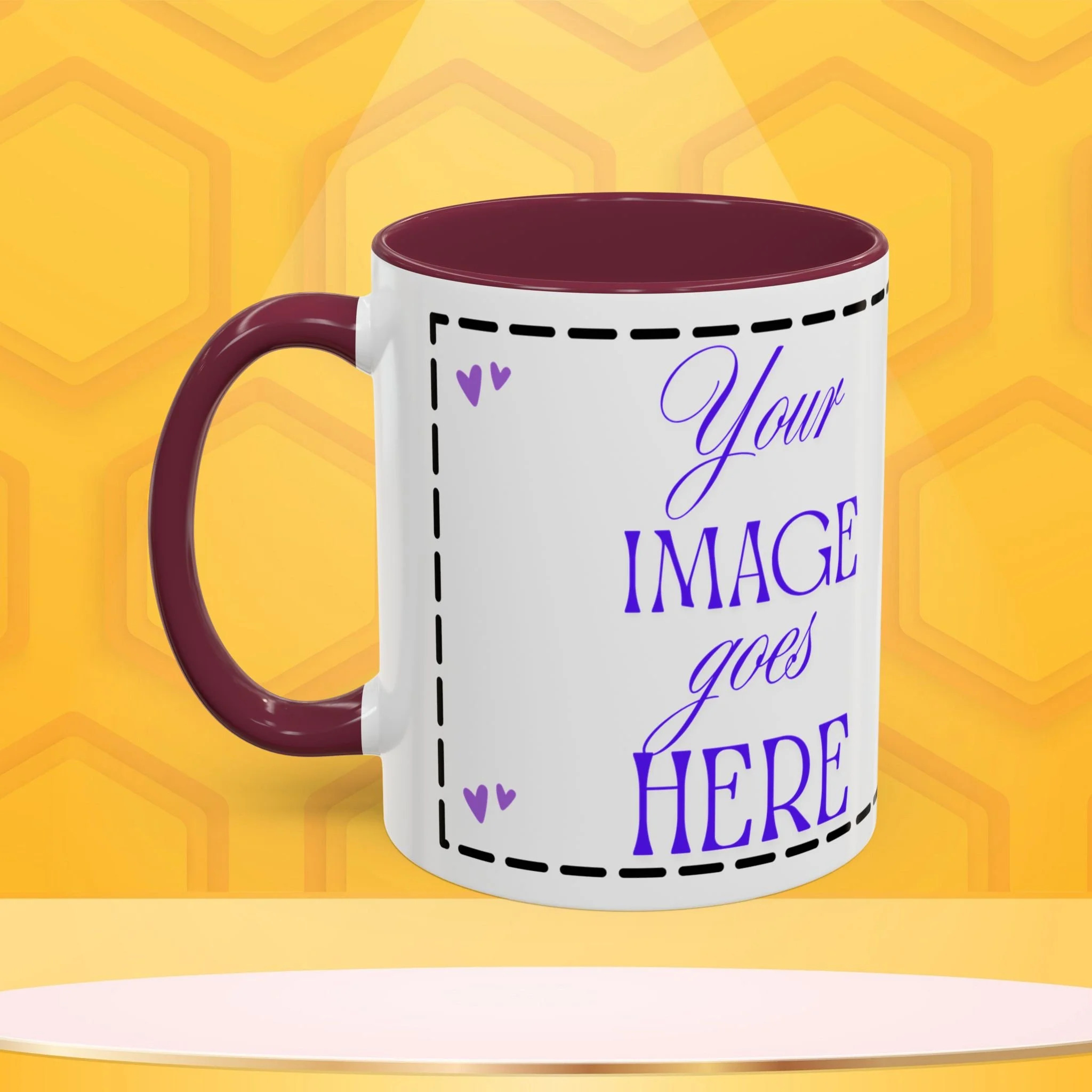 Mama Bee's Custom Design Color Accent Mug (11oz, 15oz) — Cute Honeybee Coffee Cup, Personalized Image Space