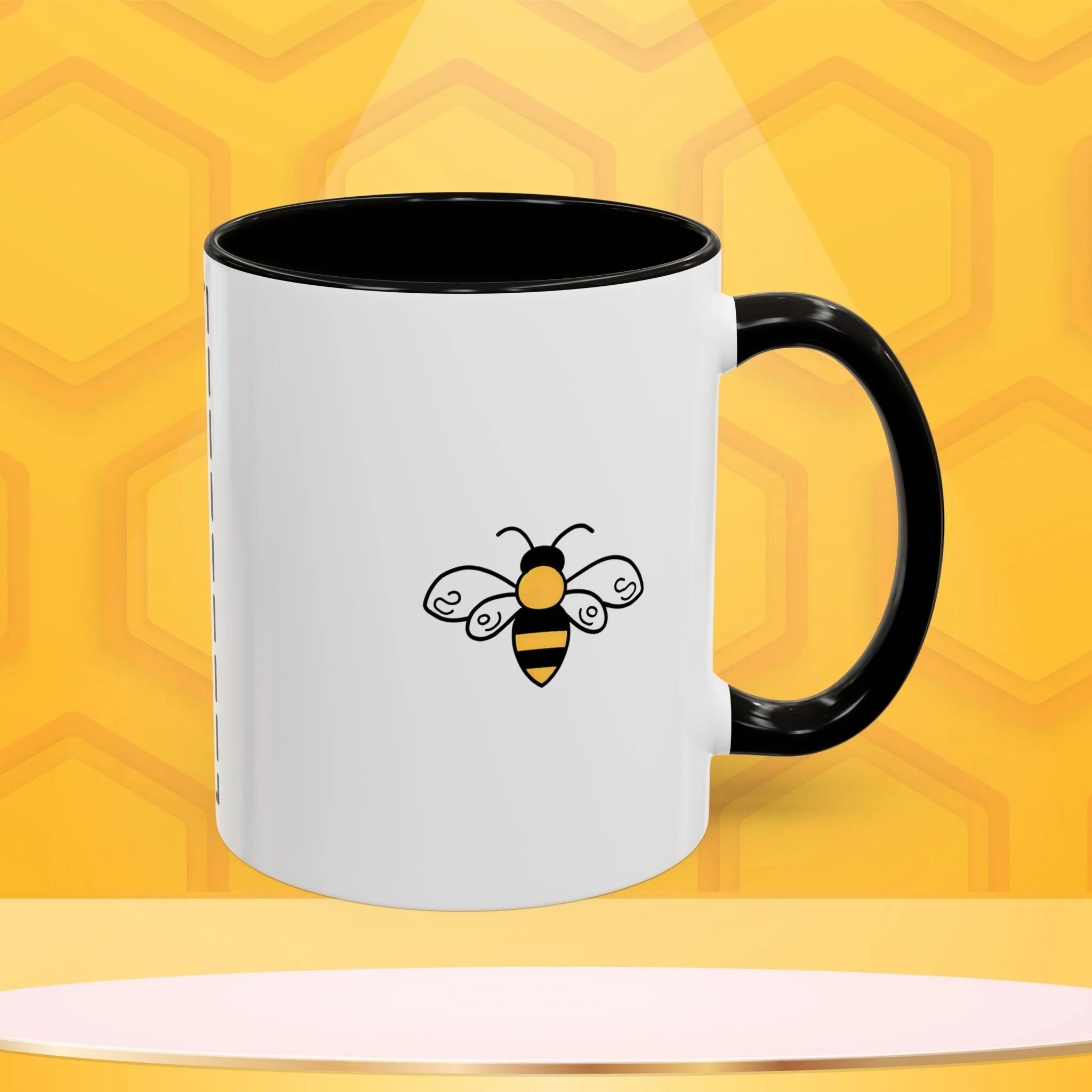 Mama Bee's Custom Design Color Accent Mug (11oz, 15oz) — Cute Honeybee Coffee Cup, Personalized Image Space