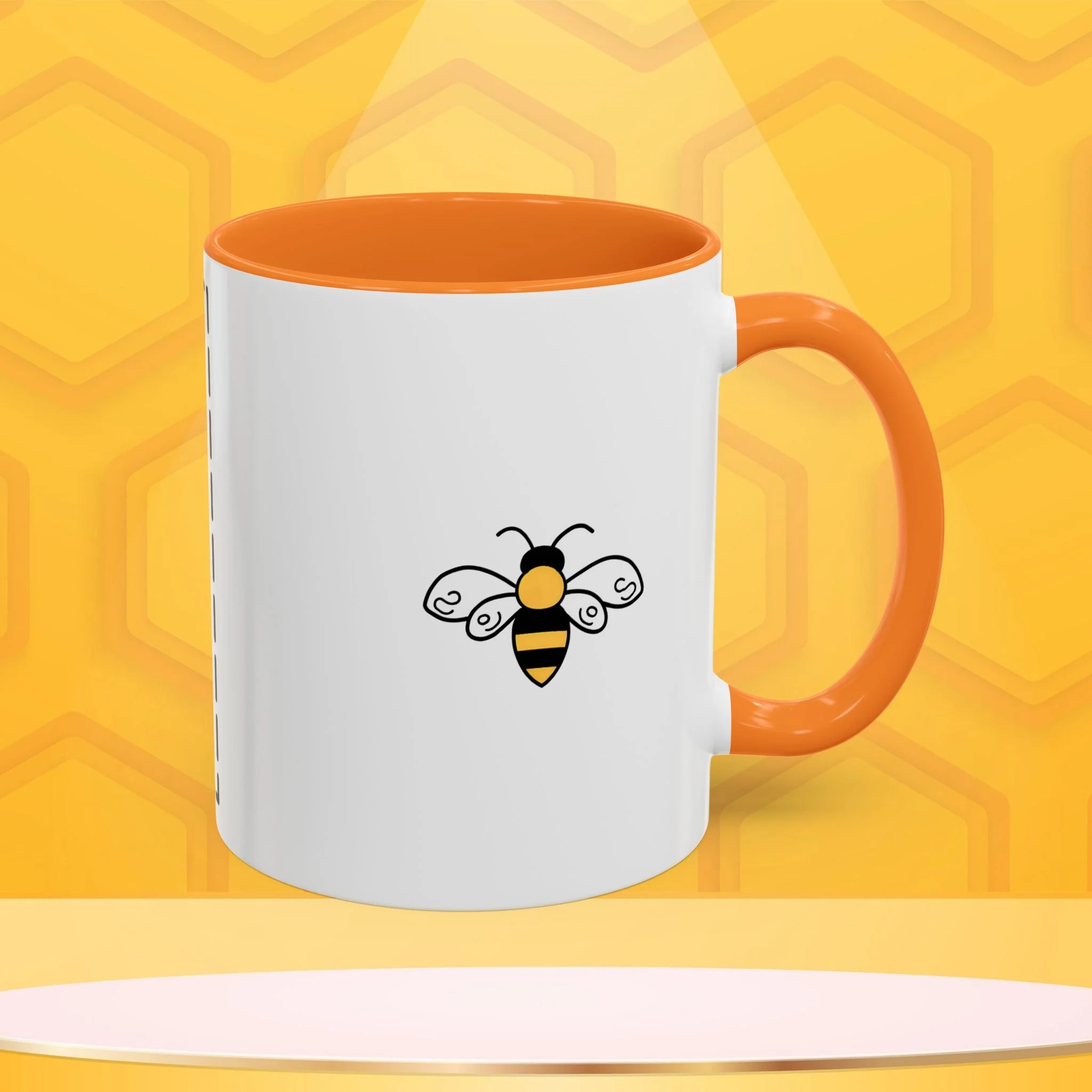 Mama Bee's Custom Design Color Accent Mug (11oz, 15oz) — Cute Honeybee Coffee Cup, Personalized Image Space