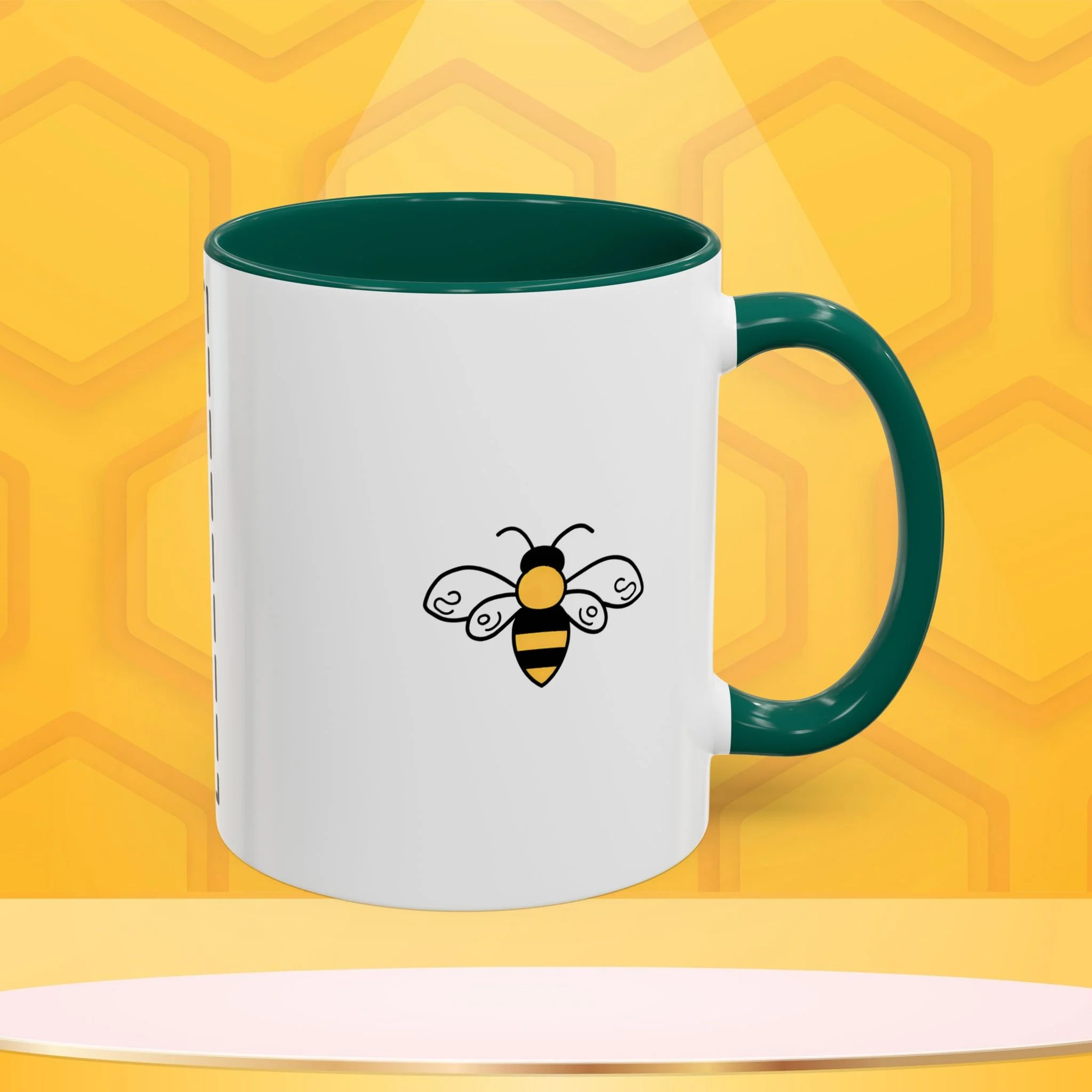 Mama Bee's Custom Design Color Accent Mug (11oz, 15oz) — Cute Honeybee Coffee Cup, Personalized Image Space
