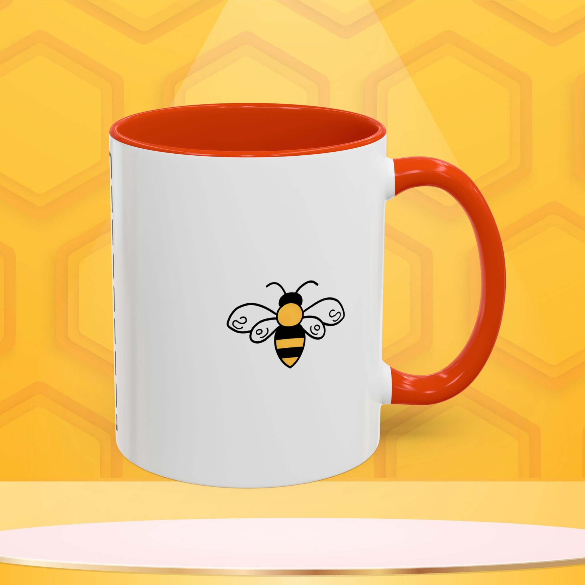 Mama Bee's Custom Design Color Accent Mug (11oz, 15oz) — Cute Honeybee Coffee Cup, Personalized Image Space