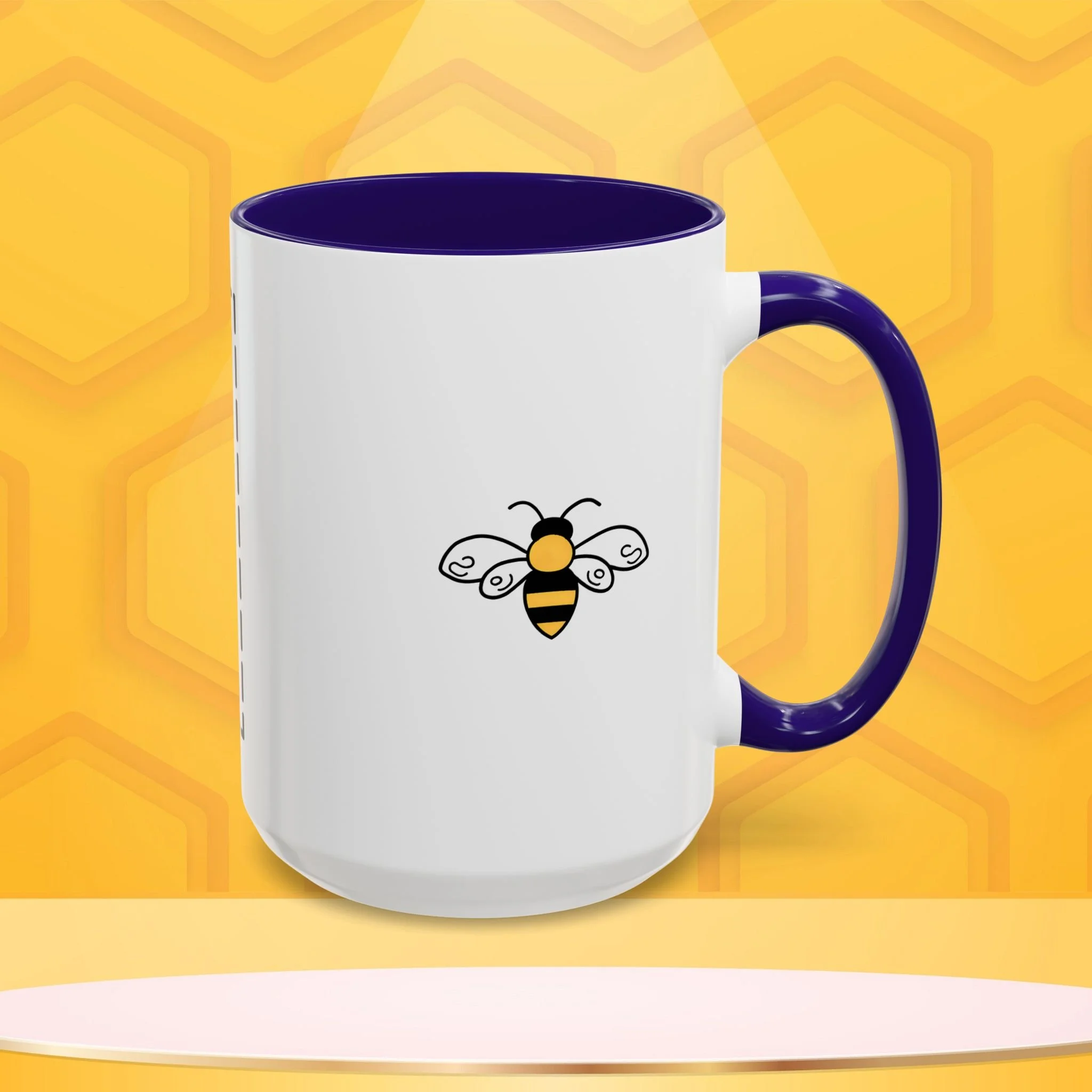 Mama Bee's Custom Design Color Accent Mug (11oz, 15oz) — Cute Honeybee Coffee Cup, Personalized Image Space