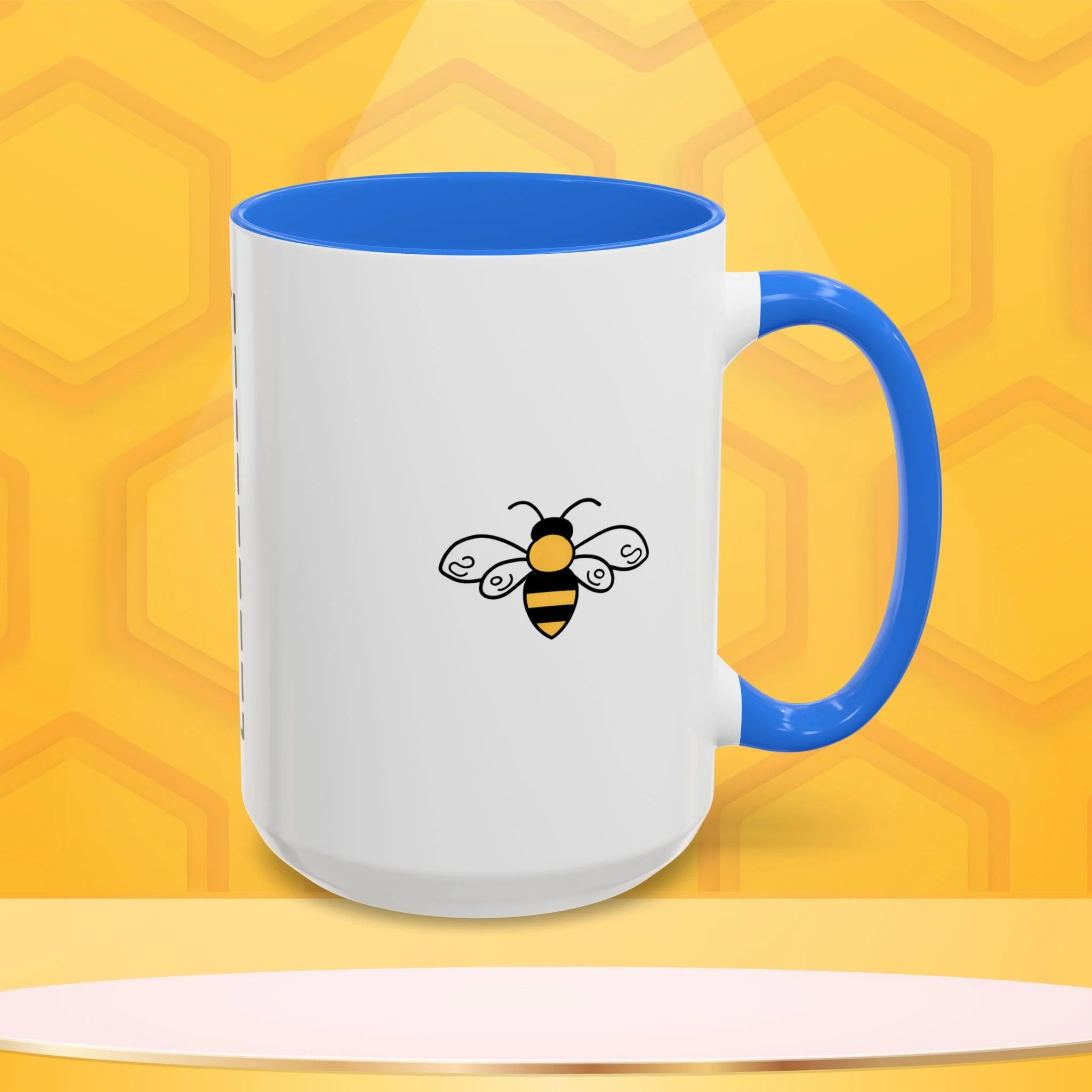 Mama Bee's Custom Design Color Accent Mug (11oz, 15oz) — Cute Honeybee Coffee Cup, Personalized Image Space