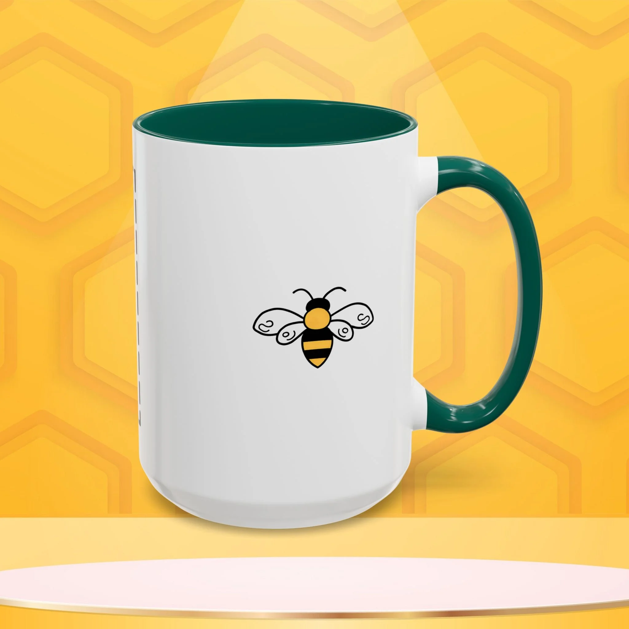Mama Bee's Custom Design Color Accent Mug (11oz, 15oz) — Cute Honeybee Coffee Cup, Personalized Image Space