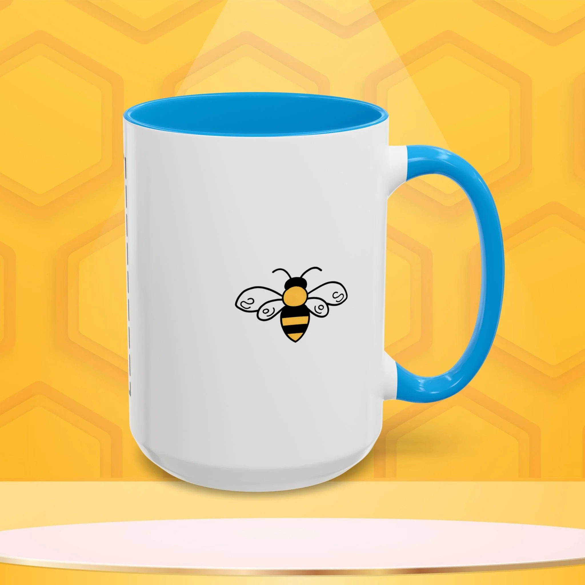 Mama Bee's Custom Design Color Accent Mug (11oz, 15oz) — Cute Honeybee Coffee Cup, Personalized Image Space