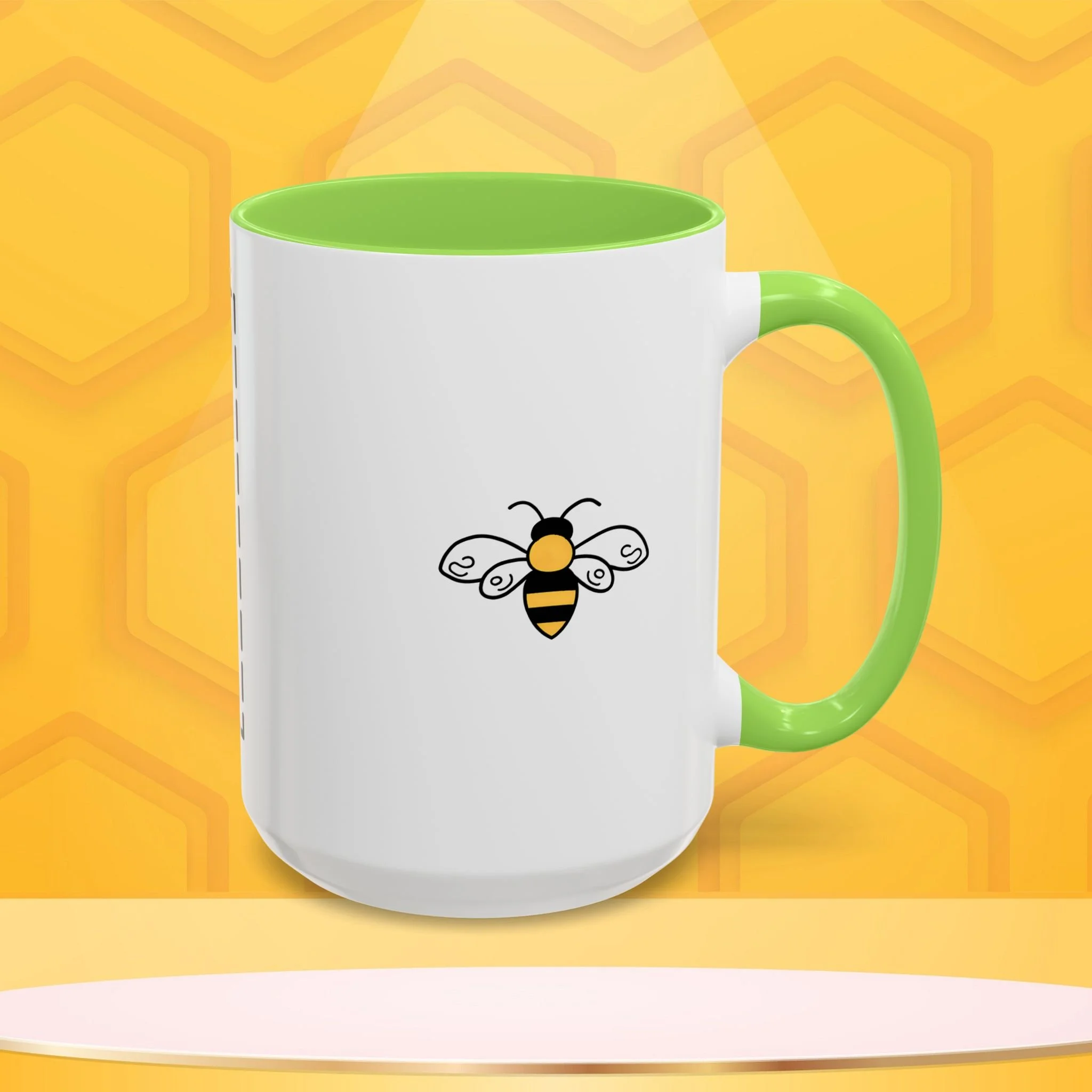 Mama Bee's Custom Design Color Accent Mug (11oz, 15oz) — Cute Honeybee Coffee Cup, Personalized Image Space