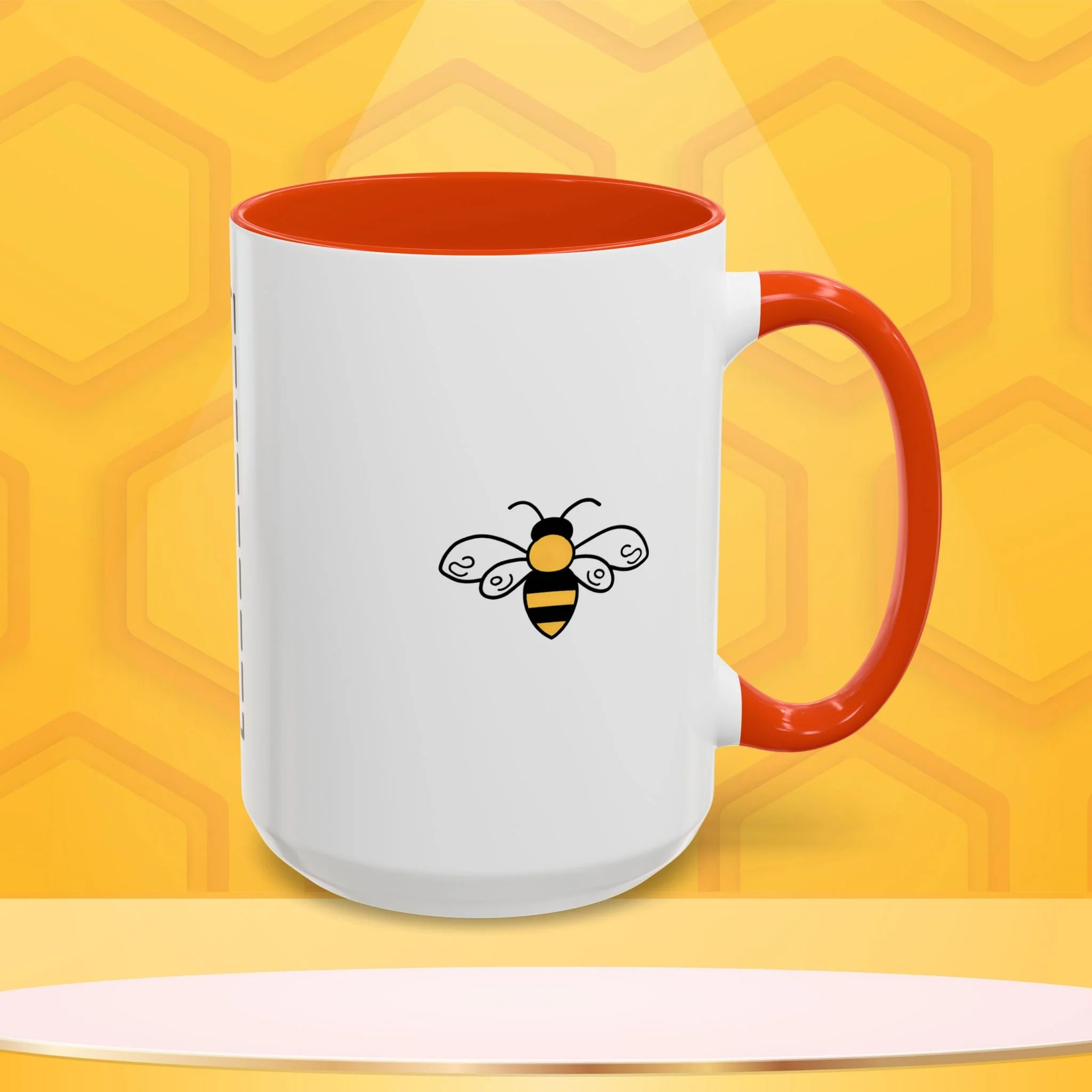 Mama Bee's Custom Design Color Accent Mug (11oz, 15oz) — Cute Honeybee Coffee Cup, Personalized Image Space