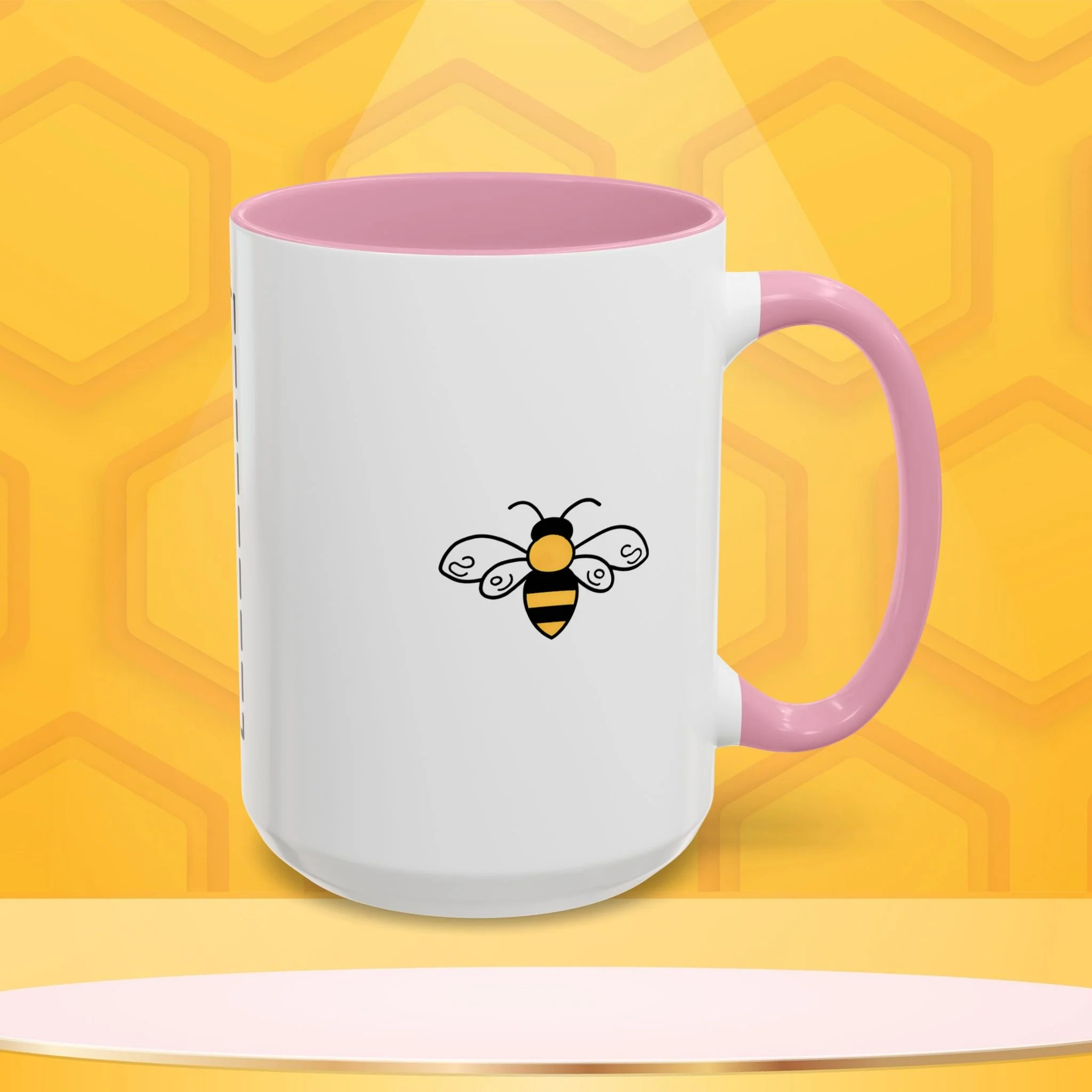 Mama Bee's Custom Design Color Accent Mug (11oz, 15oz) — Cute Honeybee Coffee Cup, Personalized Image Space