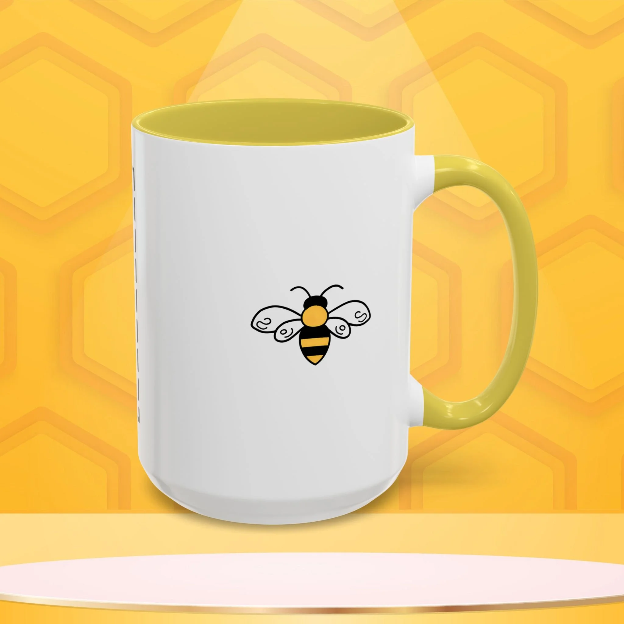 Mama Bee's Custom Design Color Accent Mug (11oz, 15oz) — Cute Honeybee Coffee Cup, Personalized Image Space