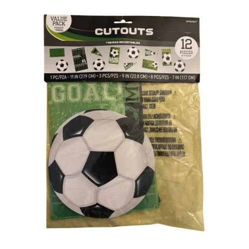 Soccer Party Decor Cut-Outs Set - 12 Pieces