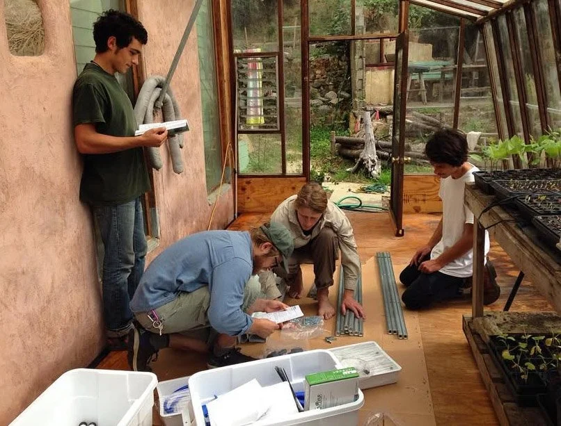 Students learning to set up a hydroponic system.