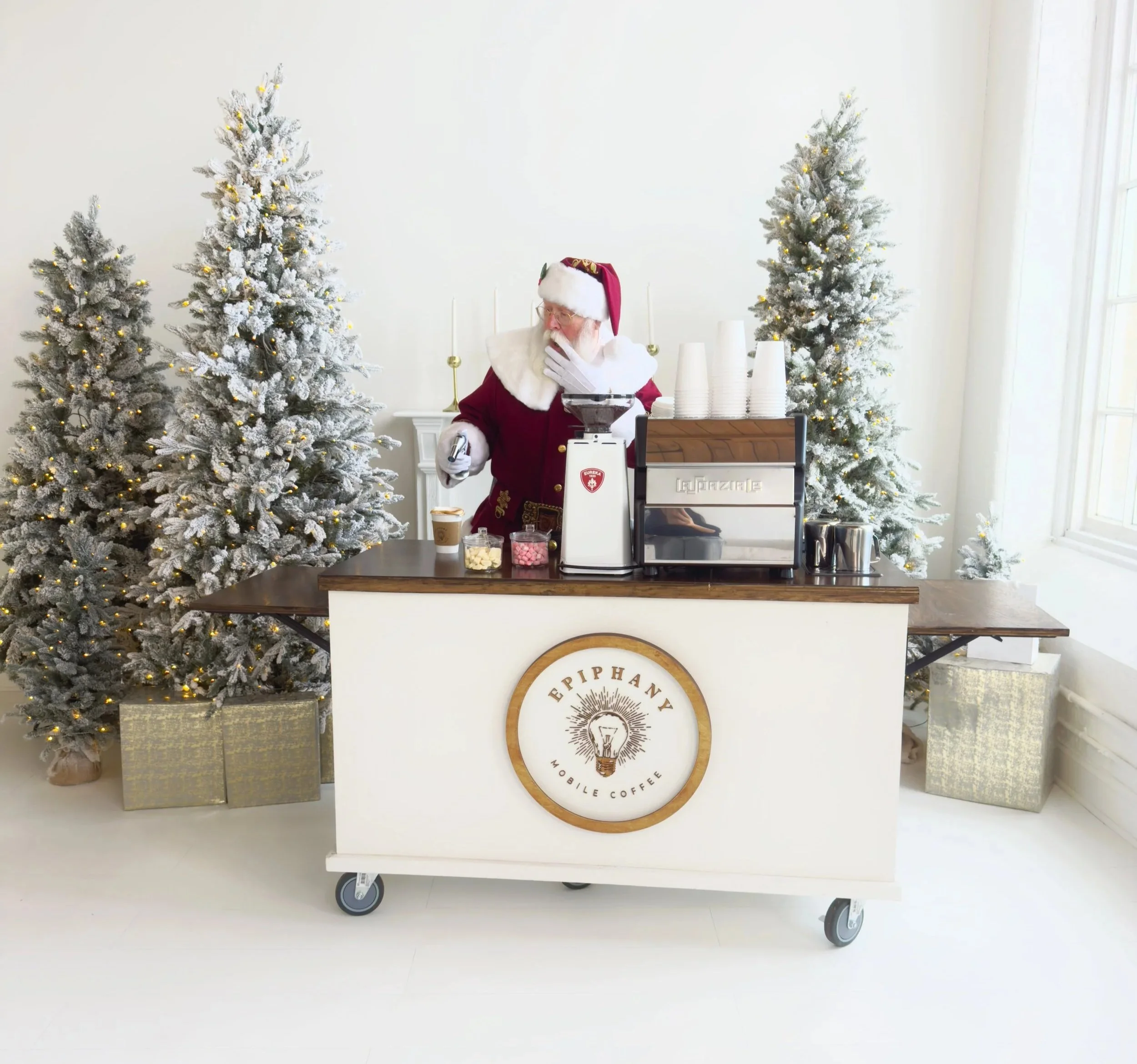 Santa Visits Epiphany Coffee Cart, MA