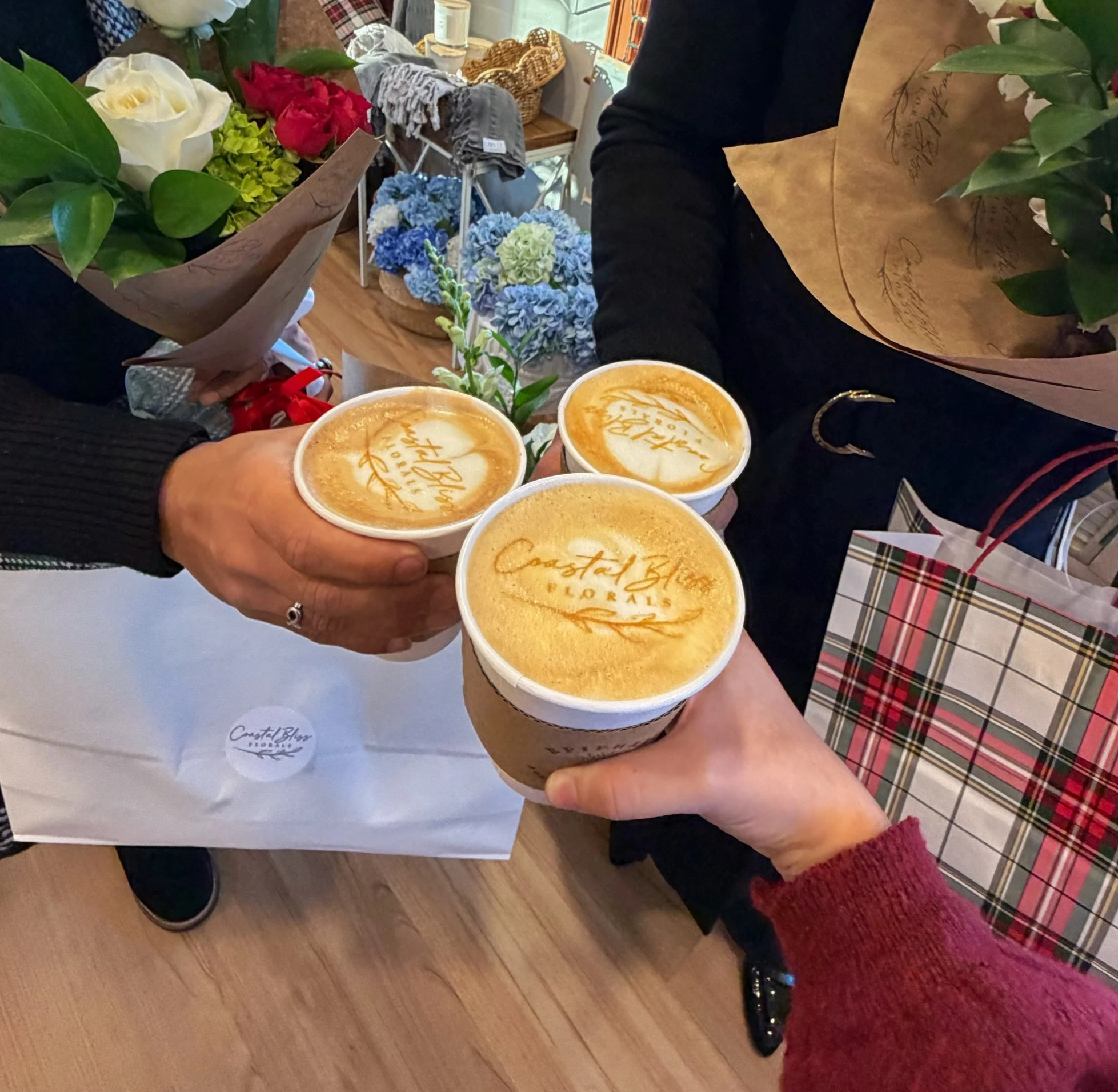 Custom latte art for business branded latte art coffee catering in Boston Plymouth and cape cod