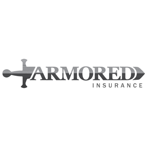 Armored Insurance logo with a sword and shield design.