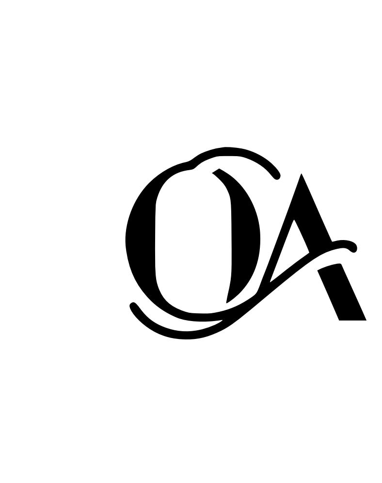 Stylized black and white logo with the letters Q and A intertwined.