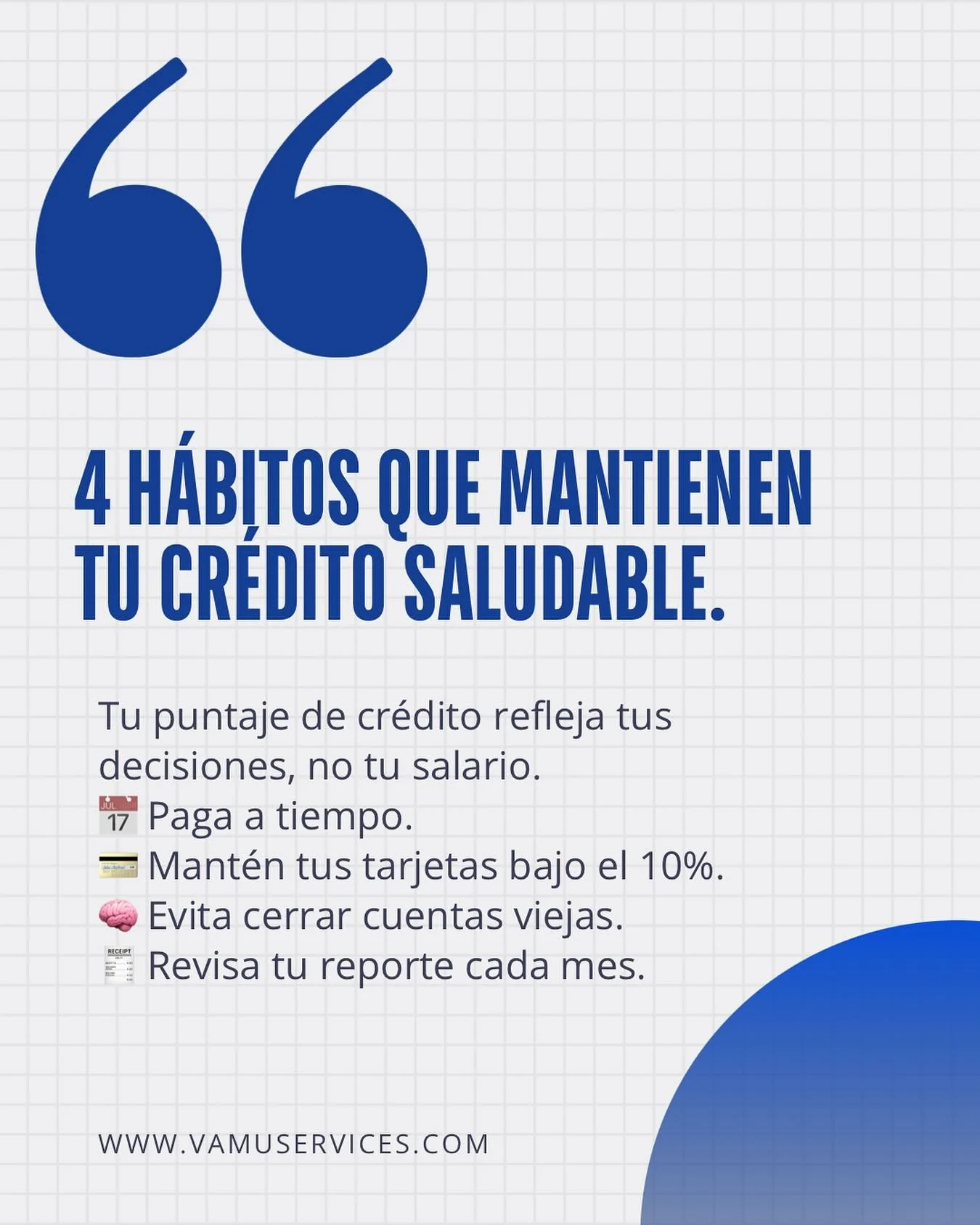 💳 Un buen cr&eacute;dito no se construye con suerte, se construye con h&aacute;bitos.

Tu puntaje crediticio no refleja cu&aacute;nto ganas, sino c&oacute;mo manejas tu dinero.
Y esos peque&ntilde;os h&aacute;bitos del d&iacute;a a d&iacute;a son lo