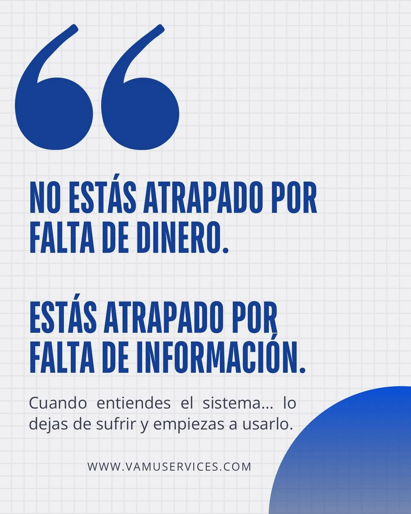 La mayor&iacute;a de personas cree que sus problemas son de dinero&hellip;
cuando en realidad son de informaci&oacute;n.

No necesitas ganar m&aacute;s.
Necesitas saber usar lo que ya ganas.
Necesitas entender tus taxes.
Necesitas entender tu cr&eacu