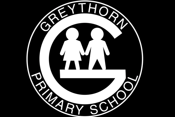 Greythor Primary School logo featuring two children holding hands inside a circular emblem.