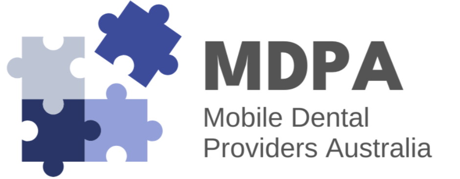 Logo for MDPA Mobile Dental Providers Australia with puzzle pieces and text.