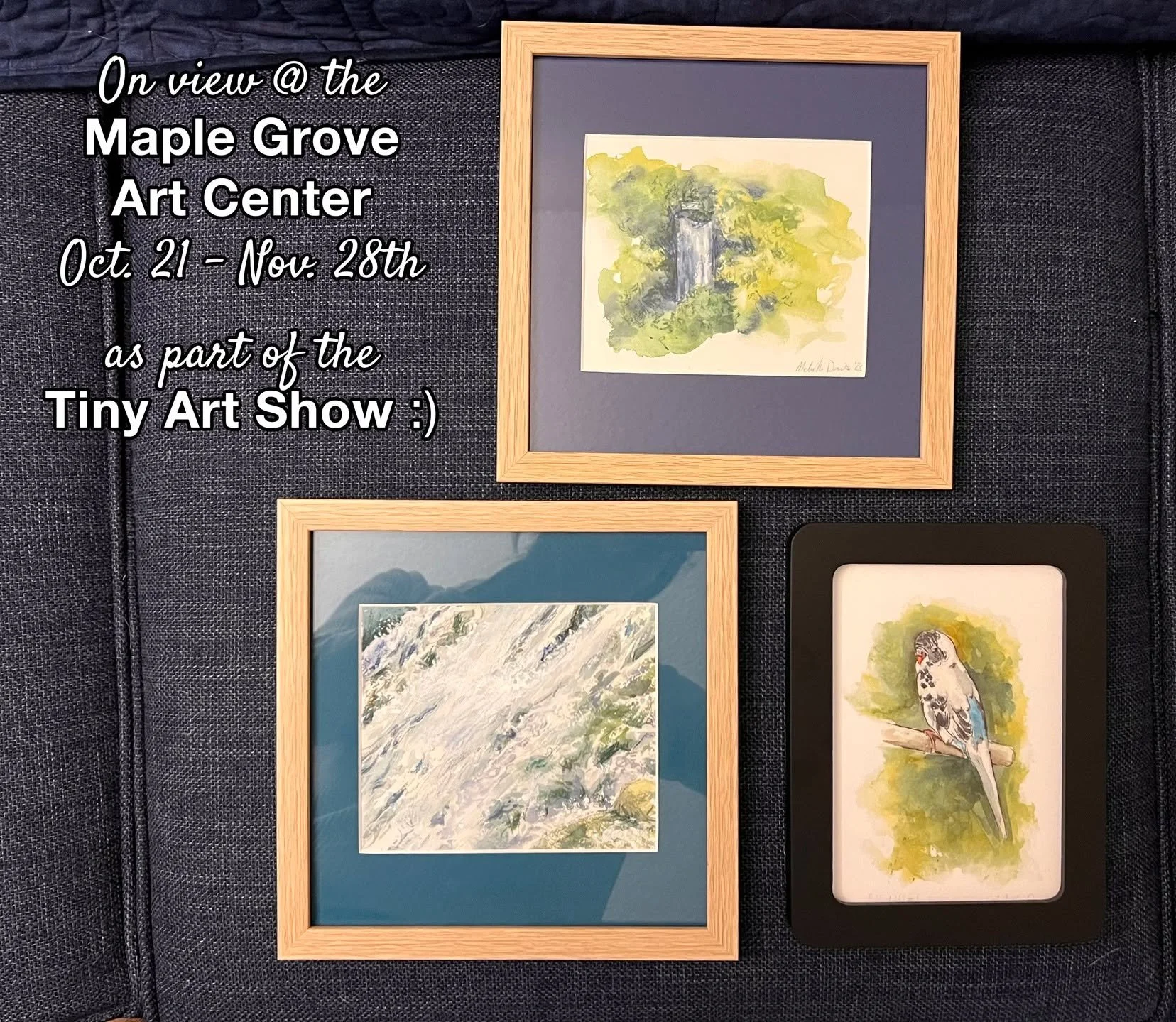 Got these 3 framed and ready to bring to be part of the Maple Grove Art Center's Tiny Art Show!
I can't wait to see all the other tiny art that will be there too, super fun theme for a show!
#tinyart #smallartworks #watercolorpainting