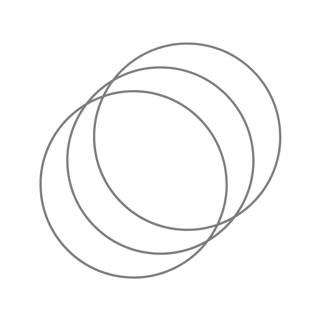 Four overlapping transparent gray circles on a black background.