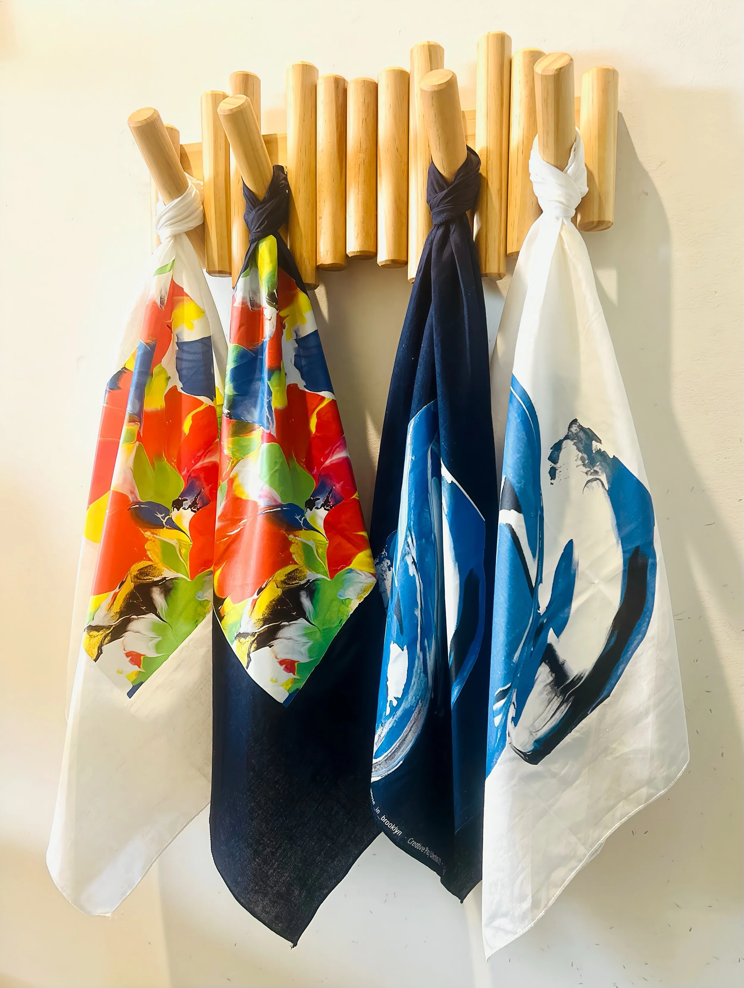 ‘Waters dance & Flowers bloom’ – paintings to bandanas!
These two pieces are part of my ‘Creative Play Collection’ — an ongoing series in which I dedicate time to create through exploration. No rules, just good vibes, background music, and, of course