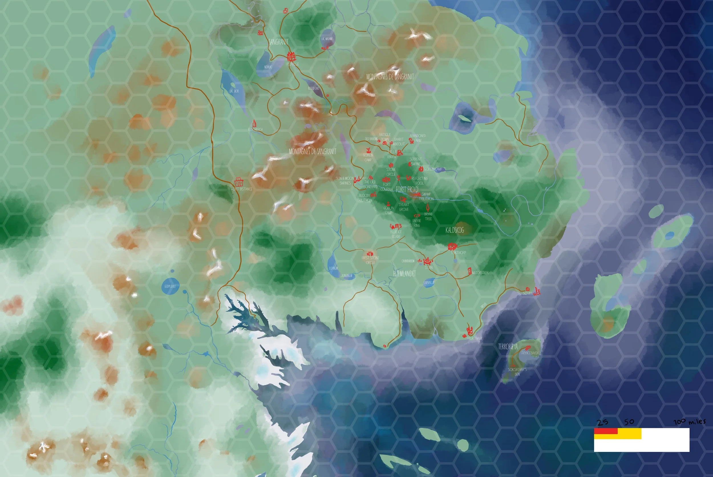 A map of the territories of Sangranit & Kaltskog. 