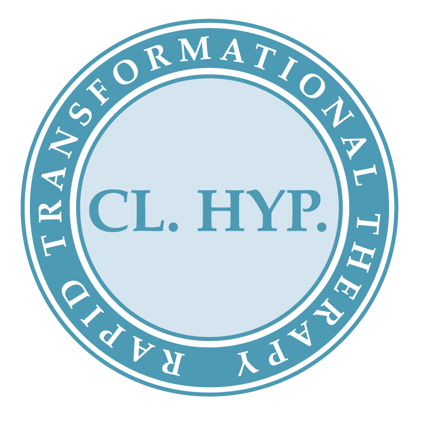 Circular logo with light blue background, featuring the text 'CL. HYP.' in the center, surrounded by the words 'RAPID TRANSFORMATIONAL THERAPY'.