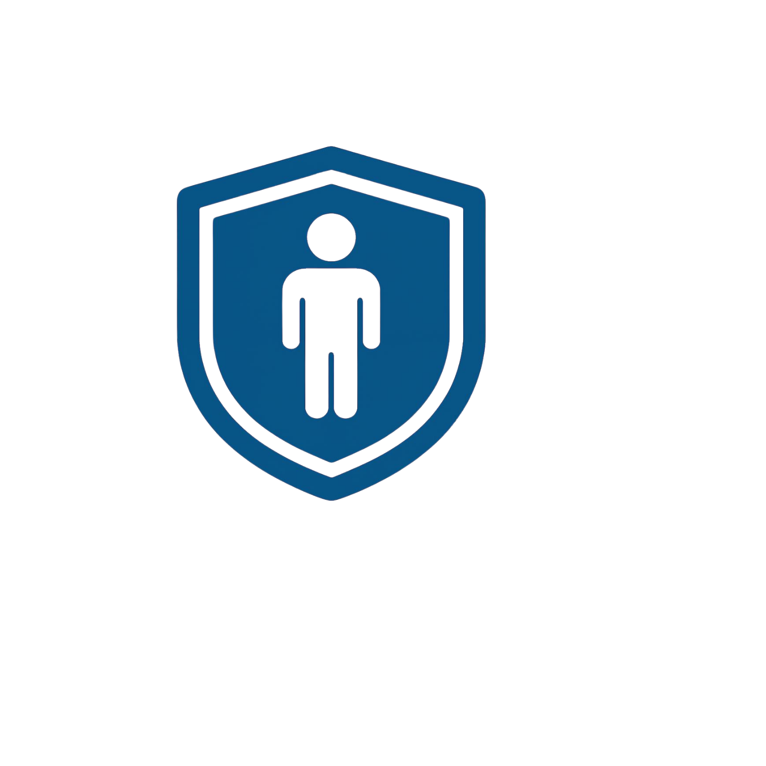 A badge with a shield outline containing a human figure icon in the center.